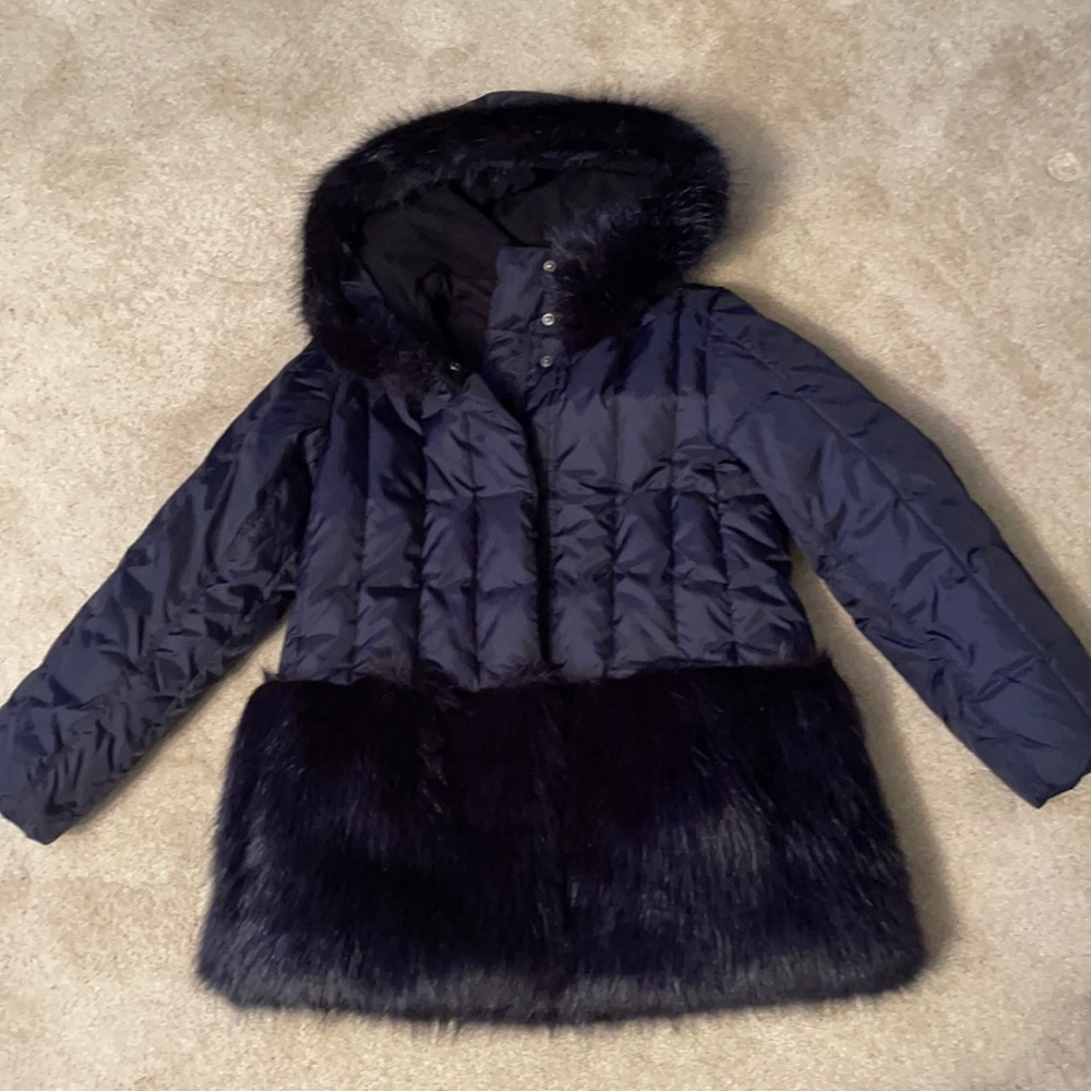 Jcrew faux fur parka for girls size 10